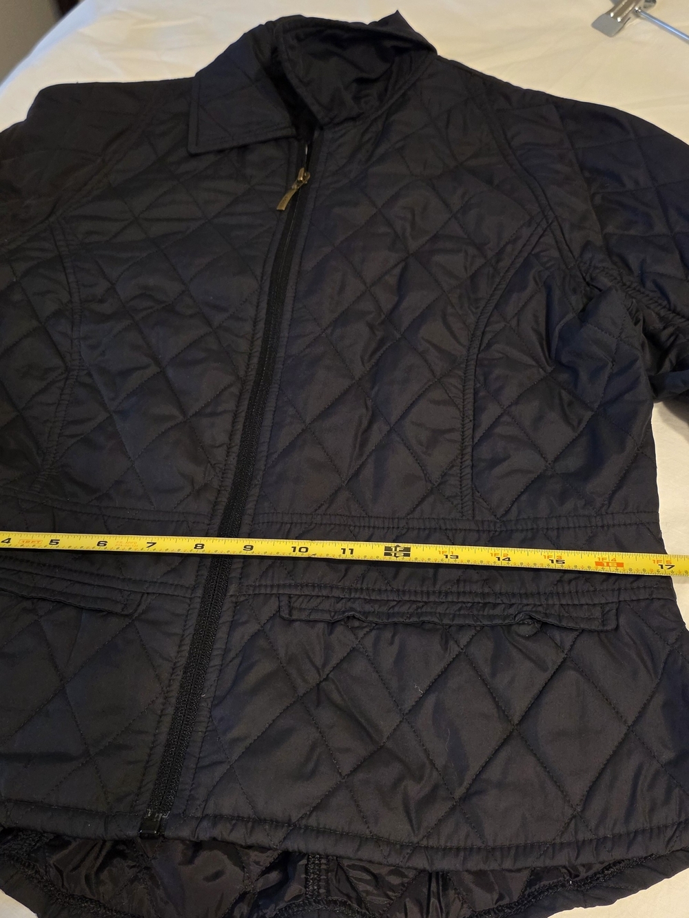 Barbour Black Quilted Zip-Front Jacket Lightweight Size 8 - Picture 7 of 15